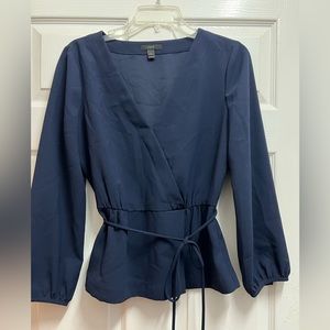 J. Crew navy wrap blouse